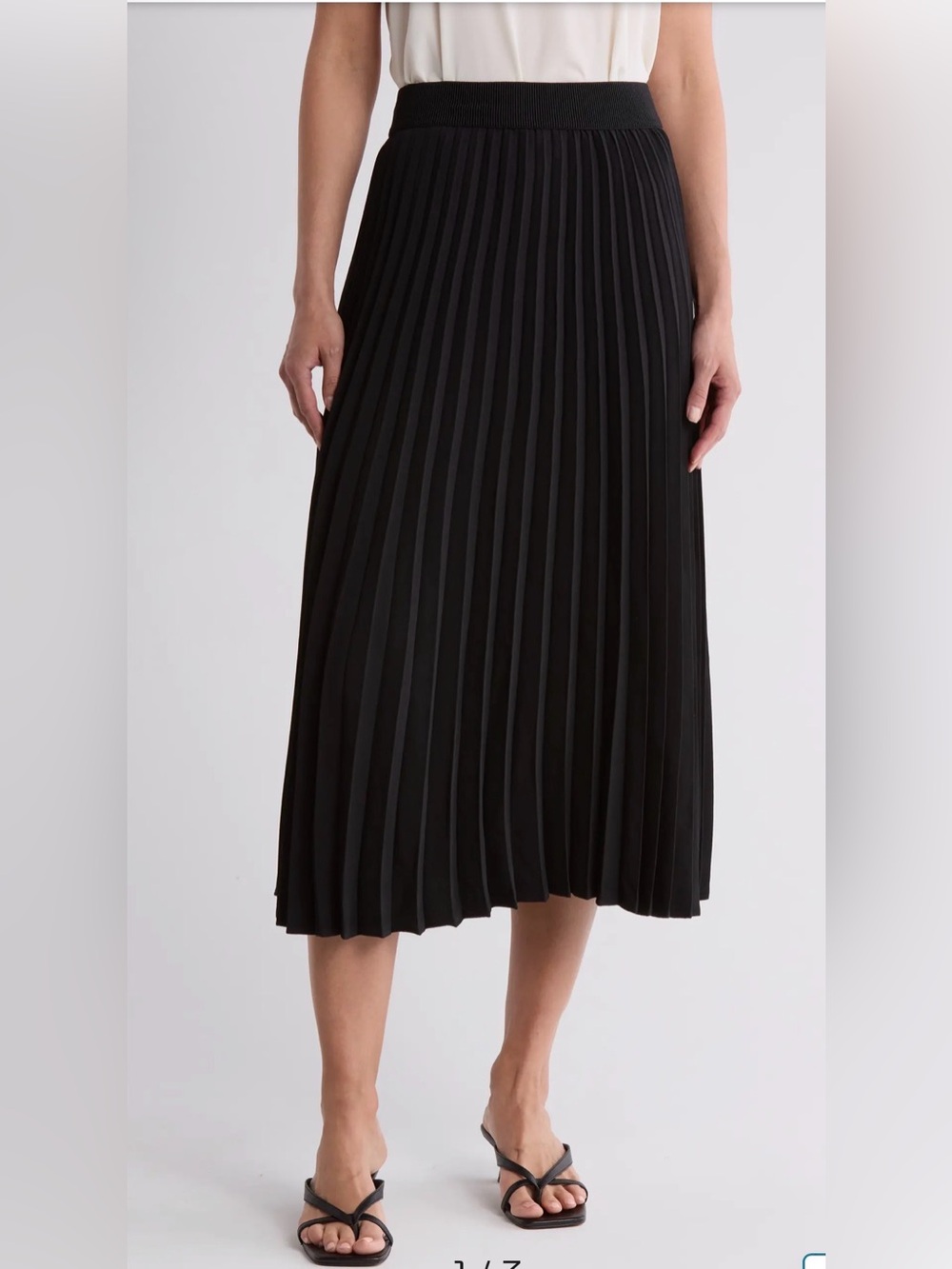 Sejour Pleated Midi Skirt Size 16 Black